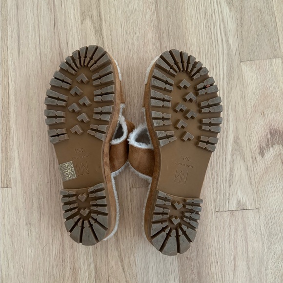 Tamara Mellon Roam tan suede shearling lined lug sole slide sandals 37.5 / 7.5 - Picture 5 of 6